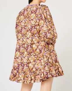 Manoush Robes|Robe Liberty Fauve imprimée cerise noire/multicolore