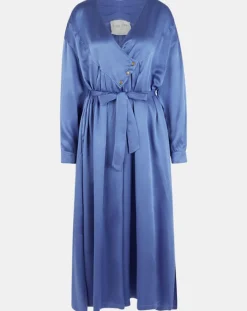 Forte forte Robes|Robe longue 100% Soie Abito bleue