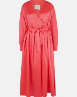 Forte forte Robes|Robe longue 100% Soie Abito rose