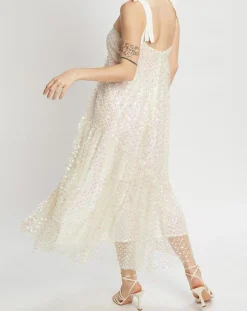 Manoush Robes|Robe longue brodée Baby Flower écru/rose