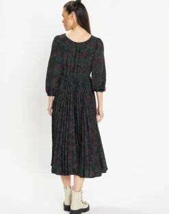 Galeries Lafayette Robes|Robe longue et plissée Gaia noire