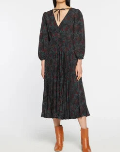 Galeries Lafayette Robes|Robe longue et plissée Gaia noire