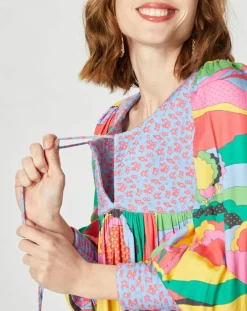 Manoush Robes|Robe longue Purple Country print bleu gris