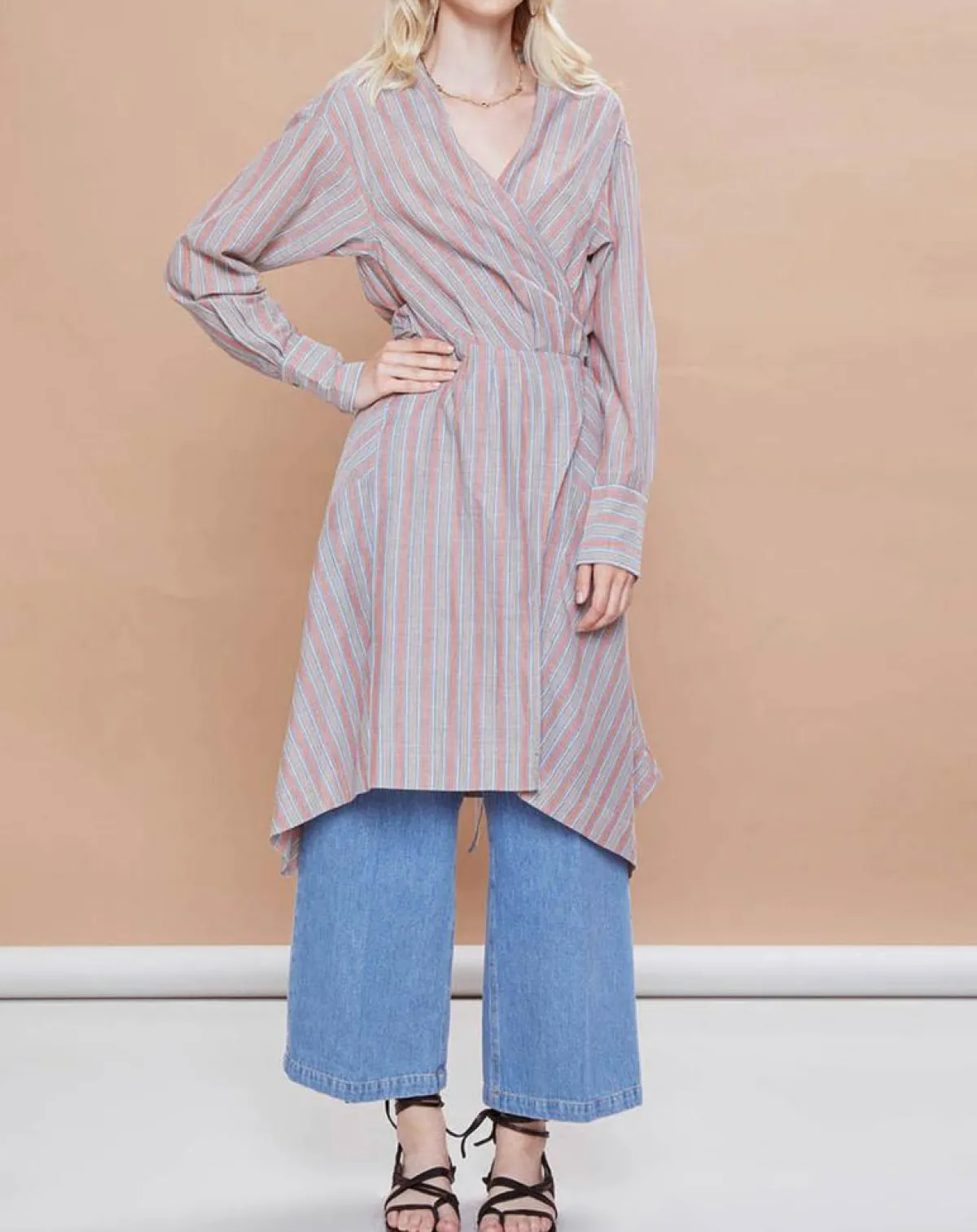 Mare di Latte Robes|Robe Malorie Pastel rayée rouge/bleu