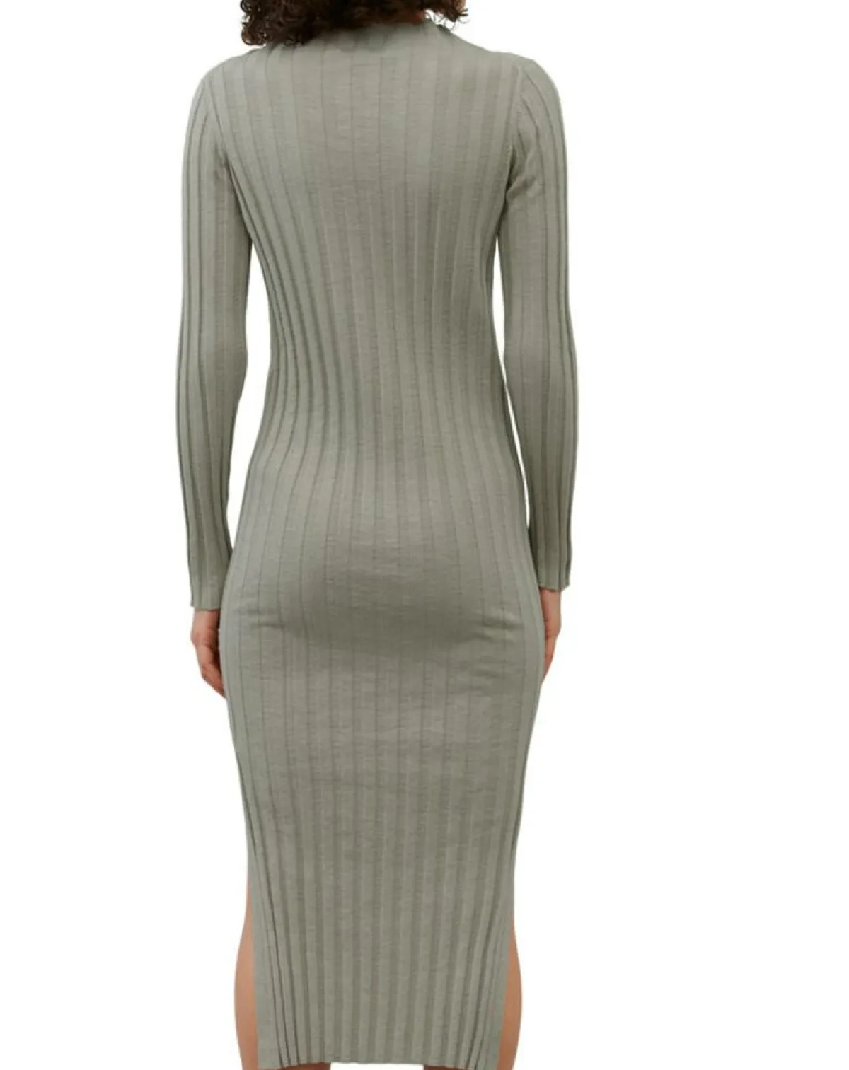 Marc O'Polo Robes|Robe maxi en Coton & Lin Cotelé beige foncé