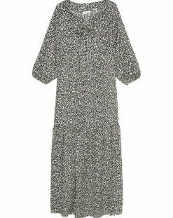 Marc O'Polo Robes|Robe maxi imprimée fleurs blanc/noir