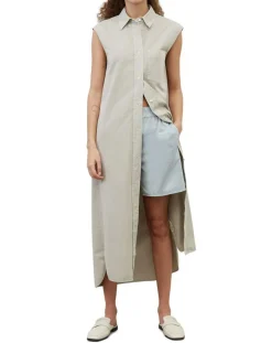 Marc O'Polo Robes|Robe maxi sans manches Bouton gris clair