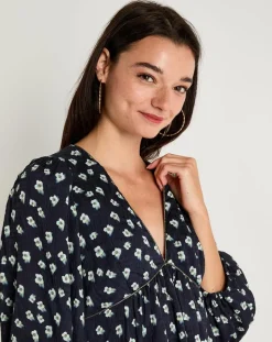 See u Soon Robes|Robe Michelle à fleurs marine