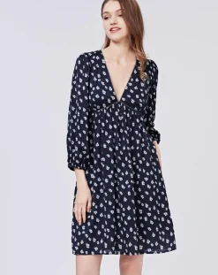 See u Soon Robes|Robe Michelle à fleurs marine