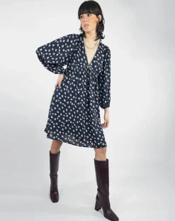 See u Soon Robes|Robe Michelle à fleurs marine