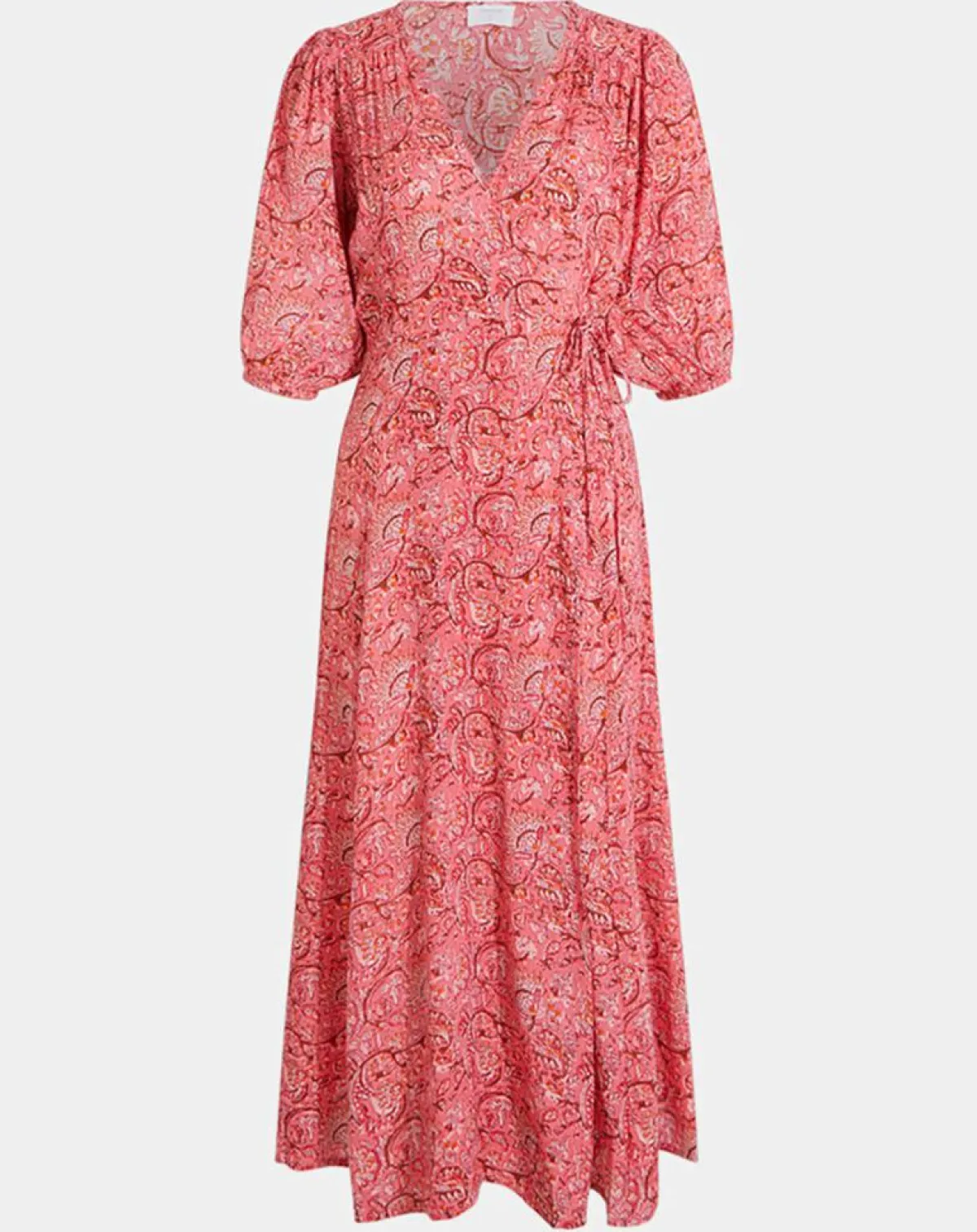 Garance Paris Robes|Robe midi portefeuille Nacre imprimée rose