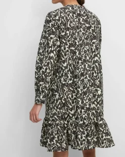 Marc O'Polo Robes|Robe mi-longue à fleurs noire