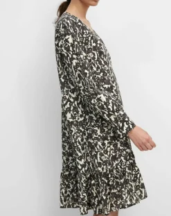 Marc O'Polo Robes|Robe mi-longue à fleurs noire