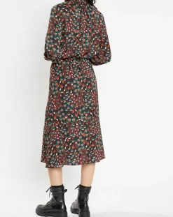 Galeries Lafayette Robes|Robe mi-longue fluide Gautier imprimée noire