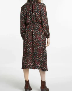 Galeries Lafayette Robes|Robe mi-longue fluide Gautier imprimée noire
