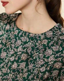 Chloé Stora Robes|Robe Natasha mi-longue et fluide imprimée verte