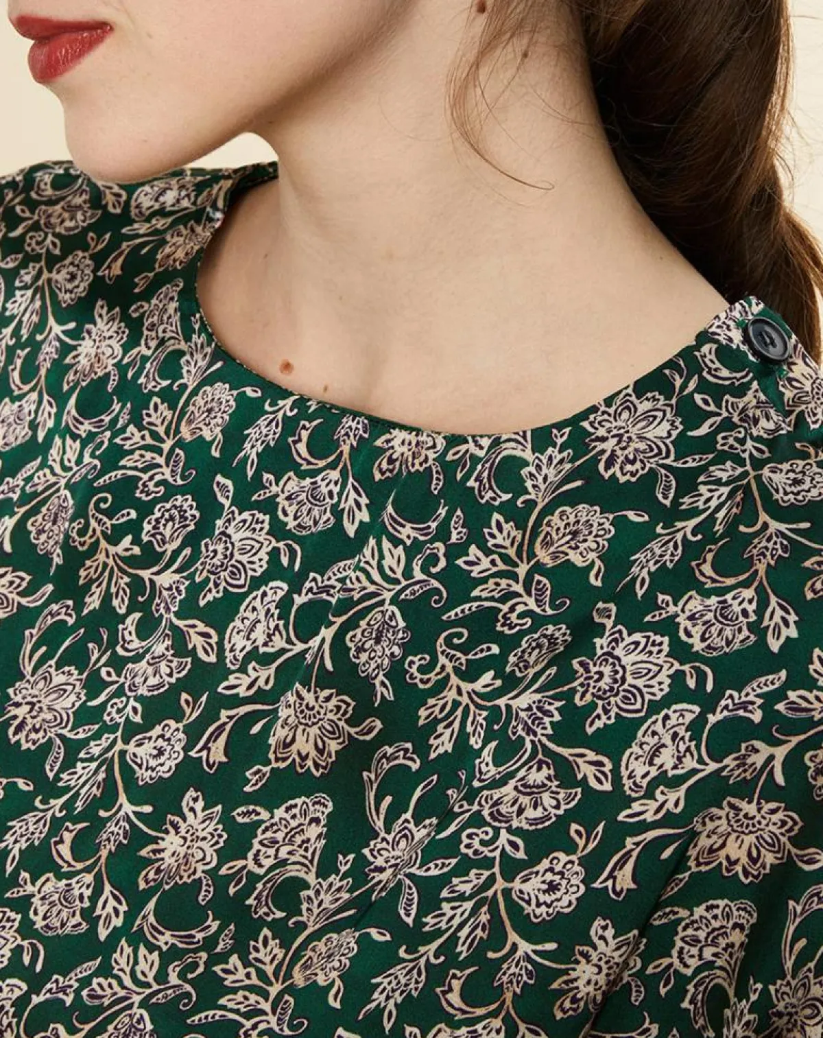 Chloé Stora Robes|Robe Natasha mi-longue et fluide imprimée verte