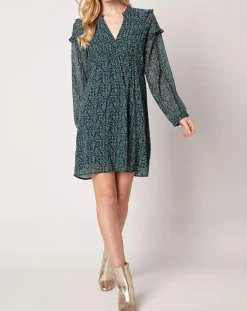 An'ge Robes|Robe Odette imprimée vert sapin