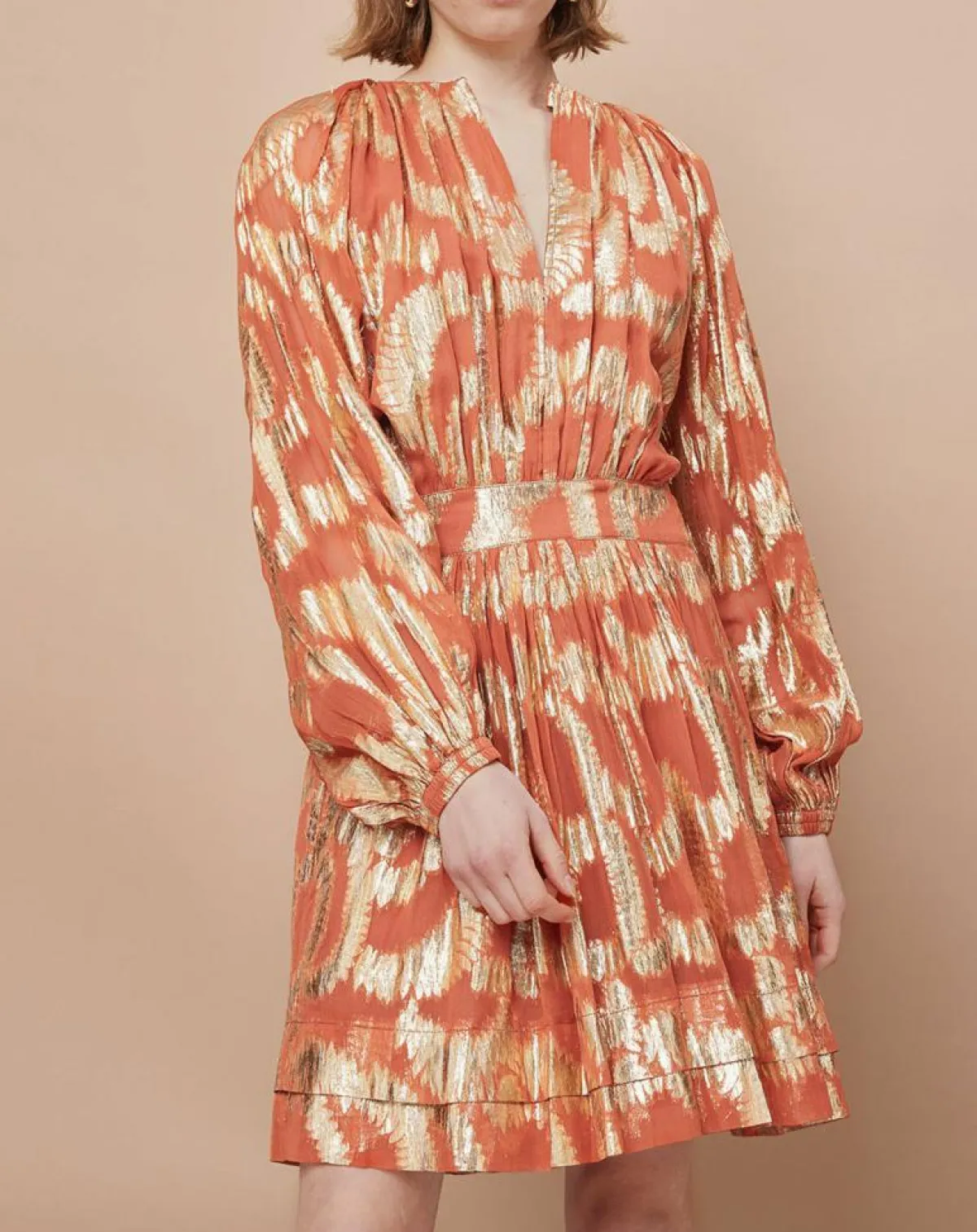 Mare di Latte Robes|Robe Oleria courte patineuse imprimée orange