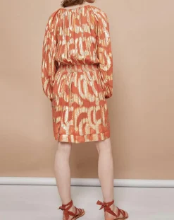 Mare di Latte Robes|Robe Oleria courte patineuse imprimée orange