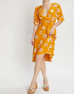 Manoush Robes|Robe Paquerette imprimée jaune moutarde