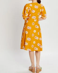 Manoush Robes|Robe Paquerette imprimée jaune moutarde