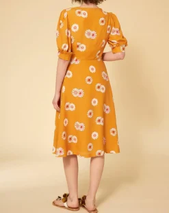 Manoush Robes|Robe Paquerette imprimée jaune moutarde