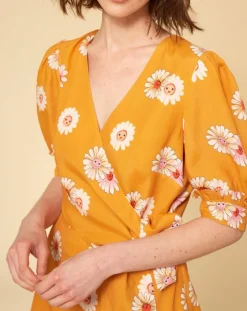 Manoush Robes|Robe Paquerette imprimée jaune moutarde