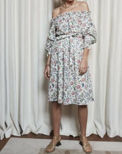 Maison Père Robes|Robe épaules dénudées imprimé liberty multicolore