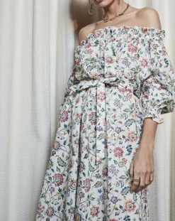 Maison Père Robes|Robe épaules dénudées imprimé liberty multicolore