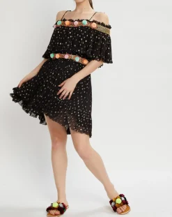 Manoush Robes|Robe épaules dénudées Luna noir/doré