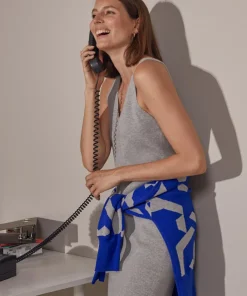 Rodier Robes|Robe Paulette col V côtelée gris moyen