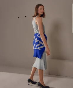 Rodier Robes|Robe Paulette col V côtelée gris moyen