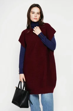 C&Jo Robes|Robe poncho col rond bordeaux