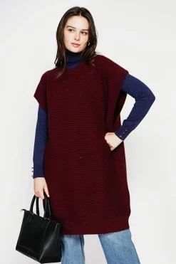 C&Jo Robes|Robe poncho col rond bordeaux