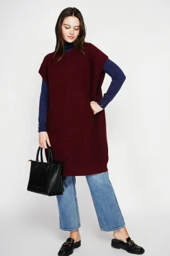 C&Jo Robes|Robe poncho col rond bordeaux