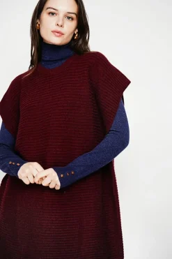 C&Jo Robes|Robe poncho col rond bordeaux
