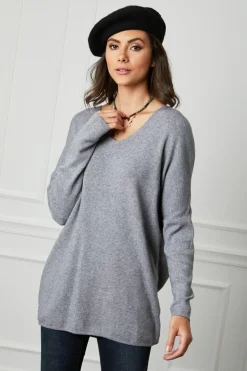 Fleur de cachemire Robes|Robe Pull Laurence Grise