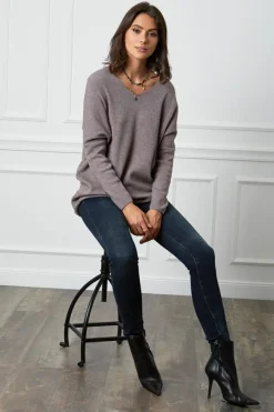 Fleur de cachemire Robes|Robe Pull Laurence Taupe