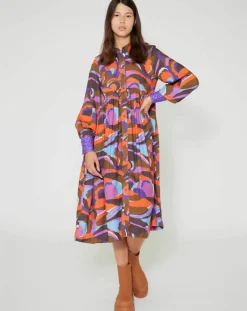 Manoush Robes|Robe Purple Country print lilas