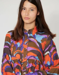 Manoush Robes|Robe Purple Country print lilas