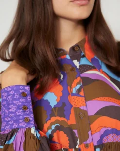 Manoush Robes|Robe Purple Country print lilas