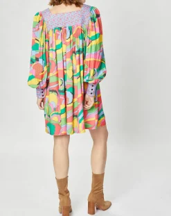 Manoush Robes|Robe Purple Country print bleu gris