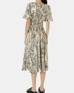 Zapa Robes|Robe Rafi imprimée zèbre noir/beige