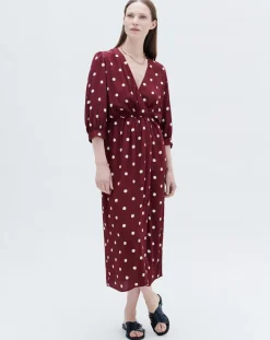 Caroll Robes|Robe Rayan à pois bordeaux
