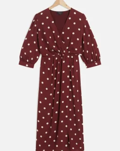 Caroll Robes|Robe Rayan à pois bordeaux