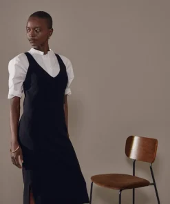 Rodier Robes|Robe Raymonde col V côtelée noir