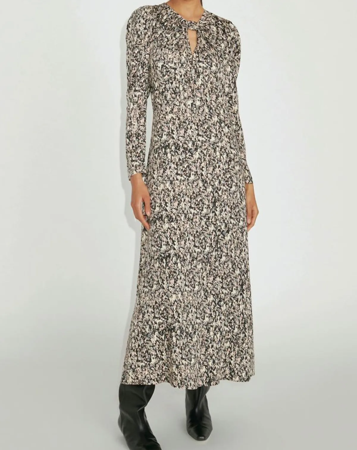 Zapa Robes|Robe Riagan imprimée noire