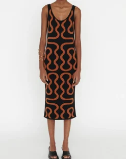 Zapa Robes|Robe Ridley imprimée noir/marron