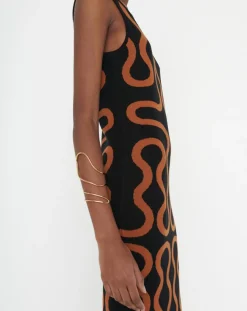 Zapa Robes|Robe Ridley imprimée noir/marron